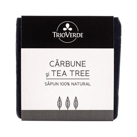 Sapone naturale con carbone e tea tree, 110 g, Green Trio