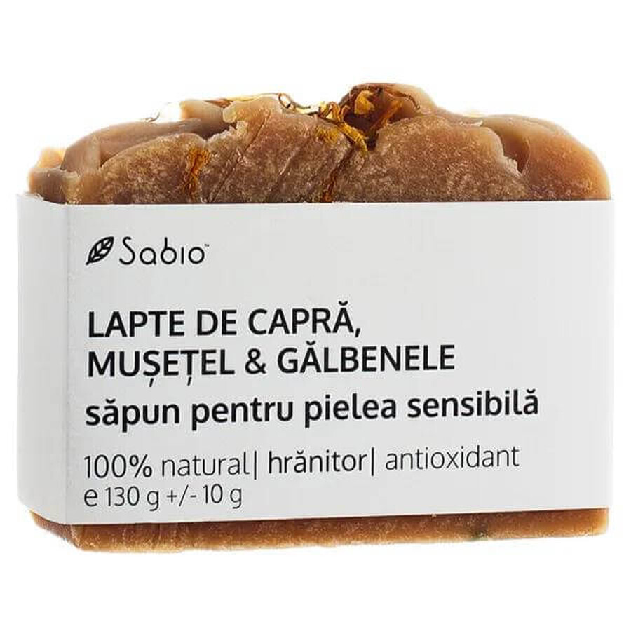 Natural soap for sensitive skin with goat's milk, chamomile and marigold, 130 g, Sabio