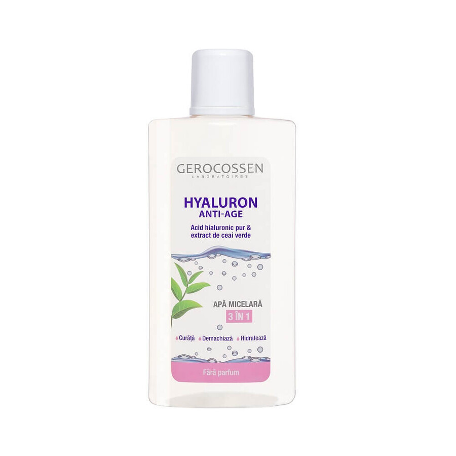 Agua micelar con ácido hialurónico puro y té verde, 300 ml, Gerocossen