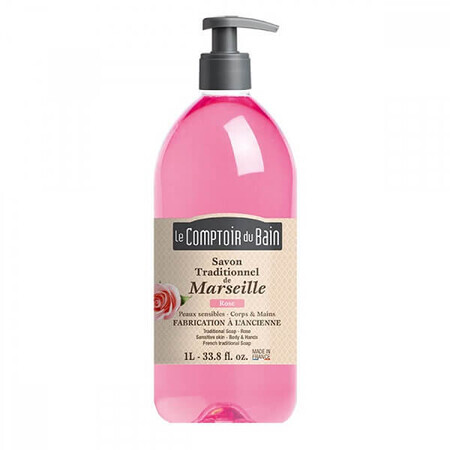 Jabón tradicional de Marsella con fragancia de Rosas, 1000 ml, Le Comptoir du Bain