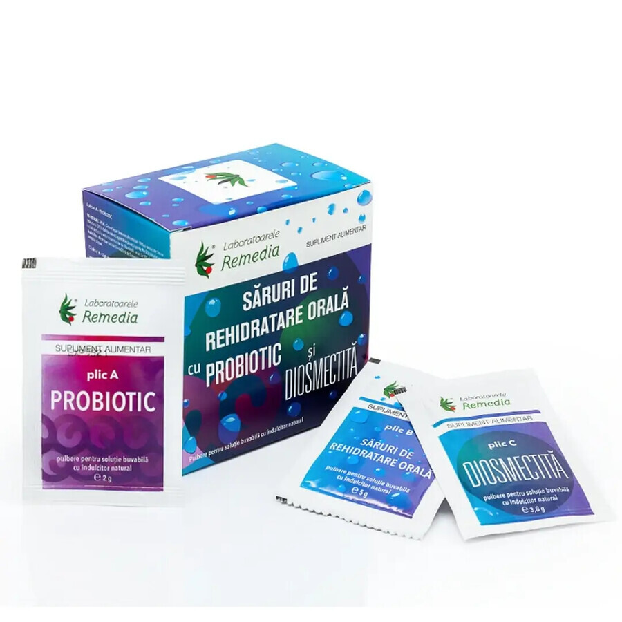 Săruri de rehidratare cu probiotic, 20 plicuri, Remedia