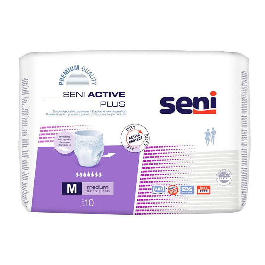 Pañales para adultos, Mediano, 10 piezas, Seni Active Plus