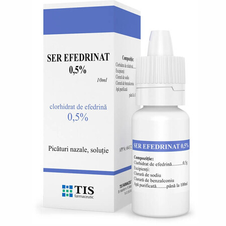 Efedrina suero gotas nasales 0,5%, 10 ml, Tis Pharmaceutical