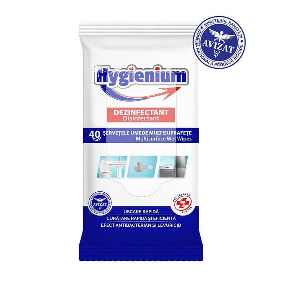 Multi-Oberflächen-Feuchttücher, 40 Stück, Hygienium