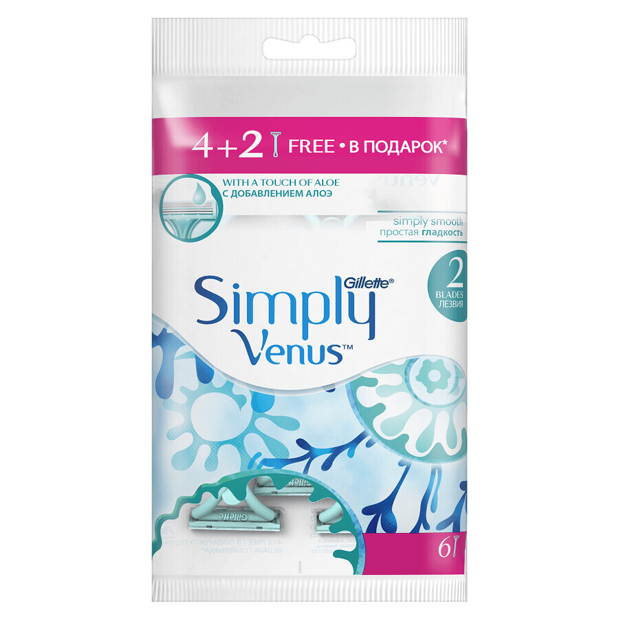 Maquinilla de afeitar femenina Gillette Simply Venus, 4 + 2 piezas, P&amp;G