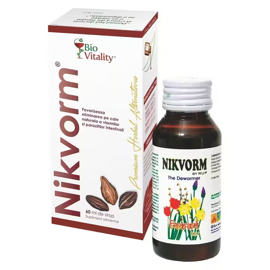 Nikvorm syrup for the elimination of intestinal parasites Bio Vitality, 60 ml