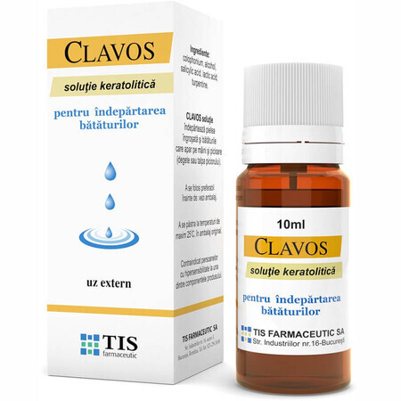 Clavos solución queratolítica para la eliminación de callos, 10 ml, Tis Farmaceutic