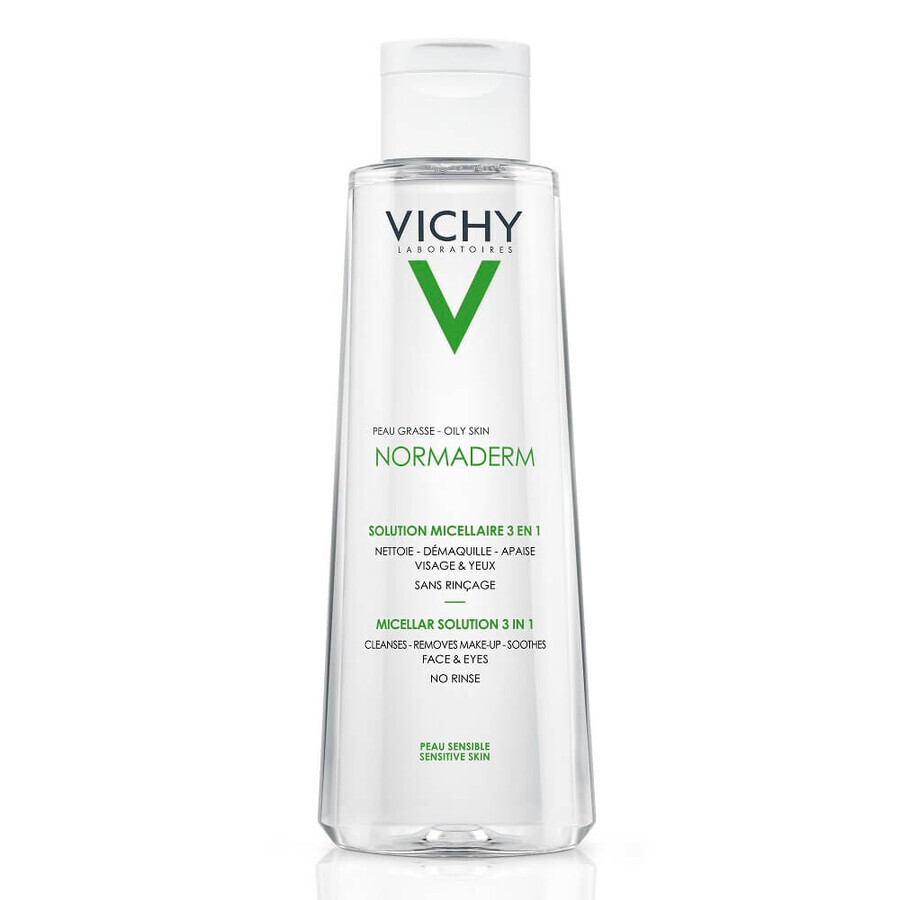 Vichy Normaderm Solución Micelar 3 en 1 Piel Sensible con Imperfecciones, 200 ml