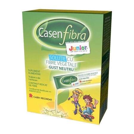 Casen Fibra Junior plantaardige vezeloplossing met neutrale smaak, 14 sachets, Casen Recordati