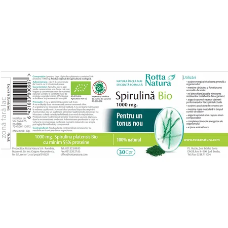 Spirulina Bio 1000 mg, 30 Tabletten, Rotta Natura
