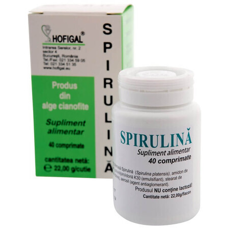 Spirulină 200mg, 40 comprimate, Hofigal