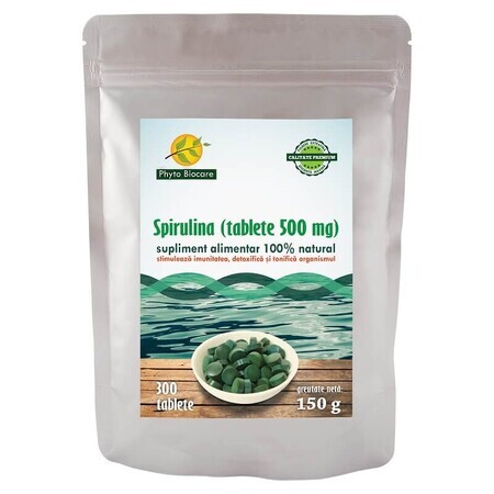 Spirulina 500 mg, 300 comprimidos, Phyto Biocare