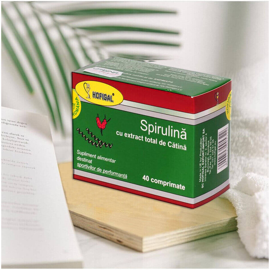 Spirulina con estratto totale di olivello spinoso, 40 compresse, Hofigal