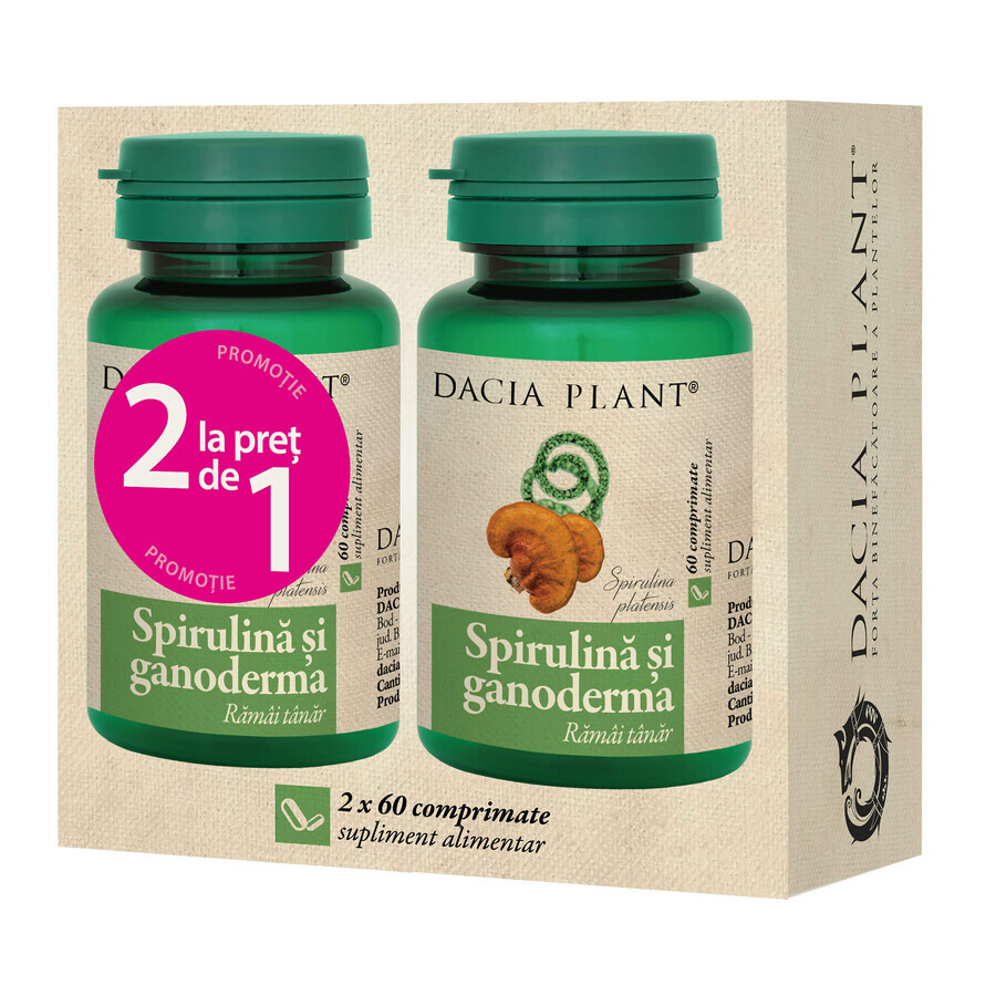 Spirulina en Ganoderma 60 tabletten, 1+1, Dacia Plant