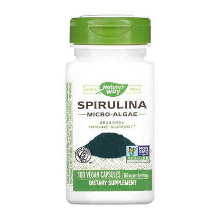 Spirulina Micro Alghe 380 mg Natures Way, 100 capsule, Secom