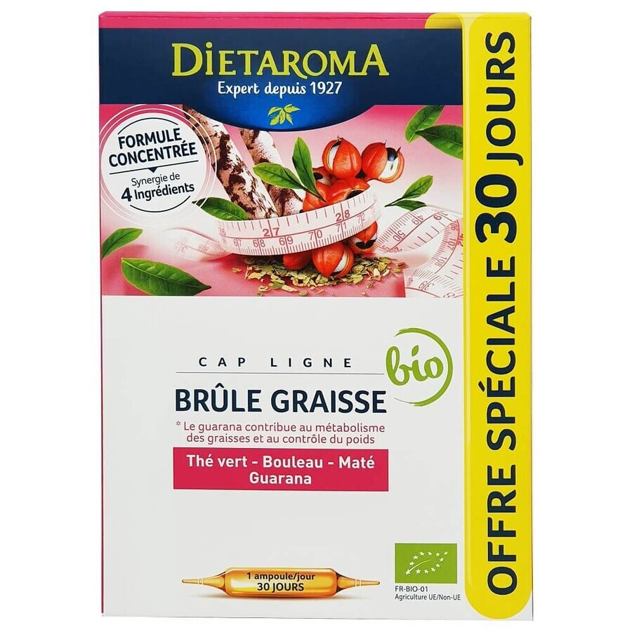 Quema Grasa, Extracto de Guaraná, Té Verde, 30 ampollas, Laboratoires Dietaroma