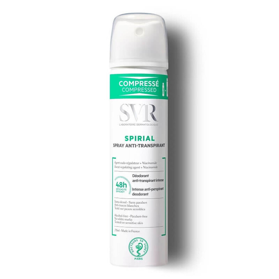 SVR Spirial - Spray Deodorante Spray Anti-Traspirante Azione Intensa 48H, 75ml