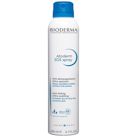 Atoderm SOS Spray Anti-Picazón con efecto calmante inmediato, 200 ml, Bioderma