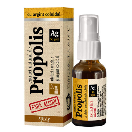 Extracto natural de propóleo en spray con plata coloidal, 20 ml, Dacia Plant