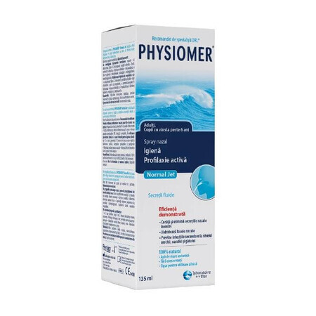 Physiomer Gentle Jet Normal spray nasal isotónico de agua de mar, 135 ml, Omega Pharma