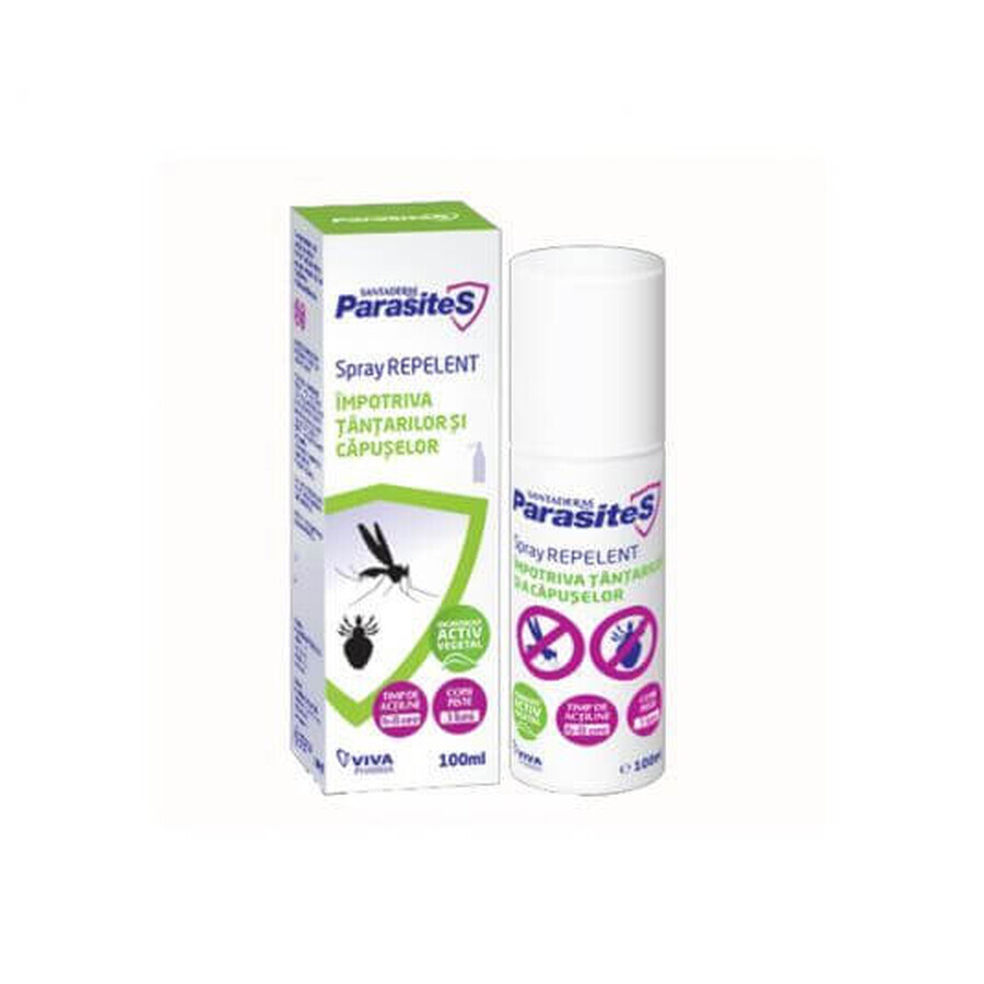 Spray repellente contro zanzare e zecche, Parassiti Santaderm, 100 ml, Viva Pharma