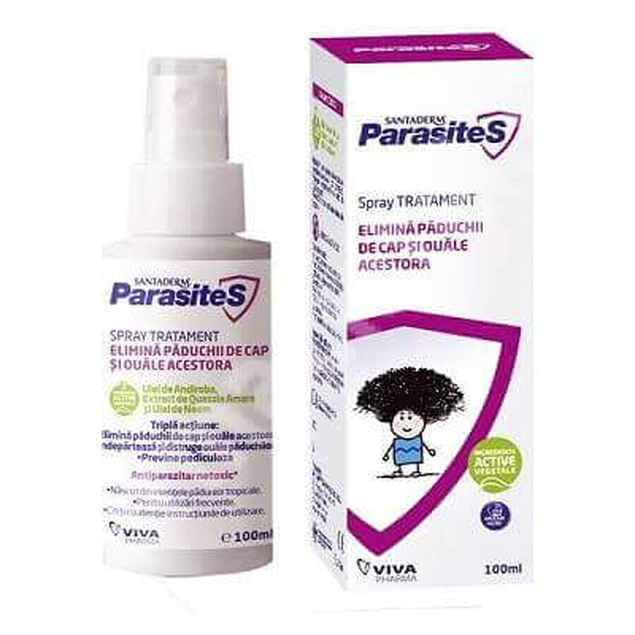 Spray tratament impotriva paduchilor Parasites Santaderm, 100 ml, Viva Pharma