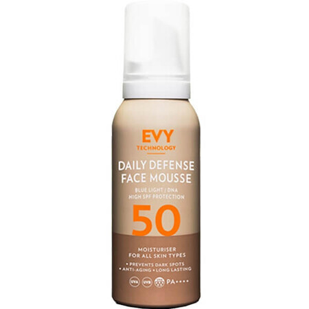 Espuma facial unisex Daily Defence SPF 50, 75 ml, Evy Technology