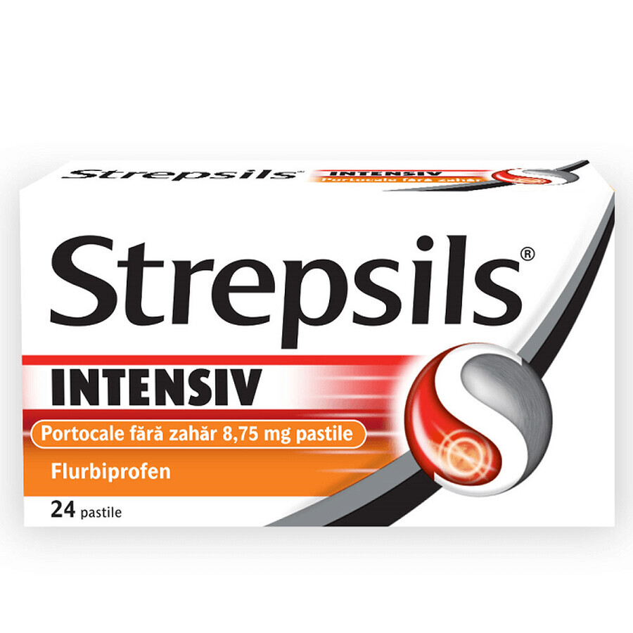 Strepsils Intensive Zuckerfrei Orangengeschmack, 24 Tabletten, Reckitt Benckiser Healthcare