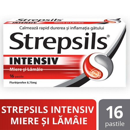 Strepsils Intensief Honing en Citroen, 16 pillen, Reckitt Benckiser Healthcare