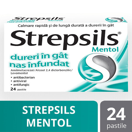 Strepsils Mentol, 24 comprimidos, Reckitt Benckiser Healthcare