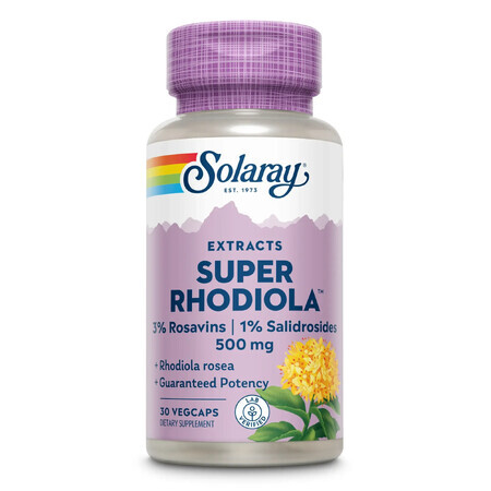 Super Rhodiola 500mg Solaray, 30 cápsulas, Secom