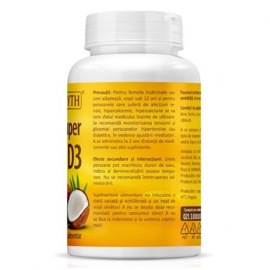 Super Vitamina D3 con aceite de coco 2000IU, 120 cápsulas, Zenyth