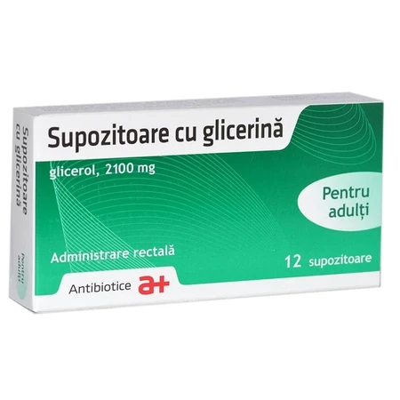 Supositorios con glicerina para adultos, 12 uds., Antibiotice SA