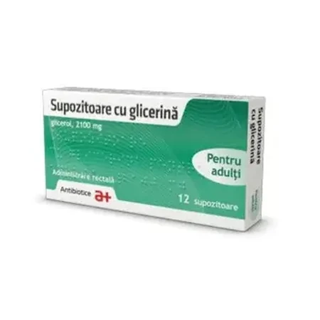 Supositorios con glicerina para adultos, 12 uds., Antibiotice SA