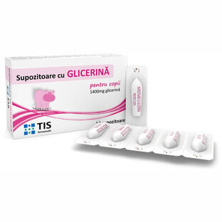 Supositorios infantiles con Glicerina 1400mg, 10 supositorios, Tis Pharmaceutical