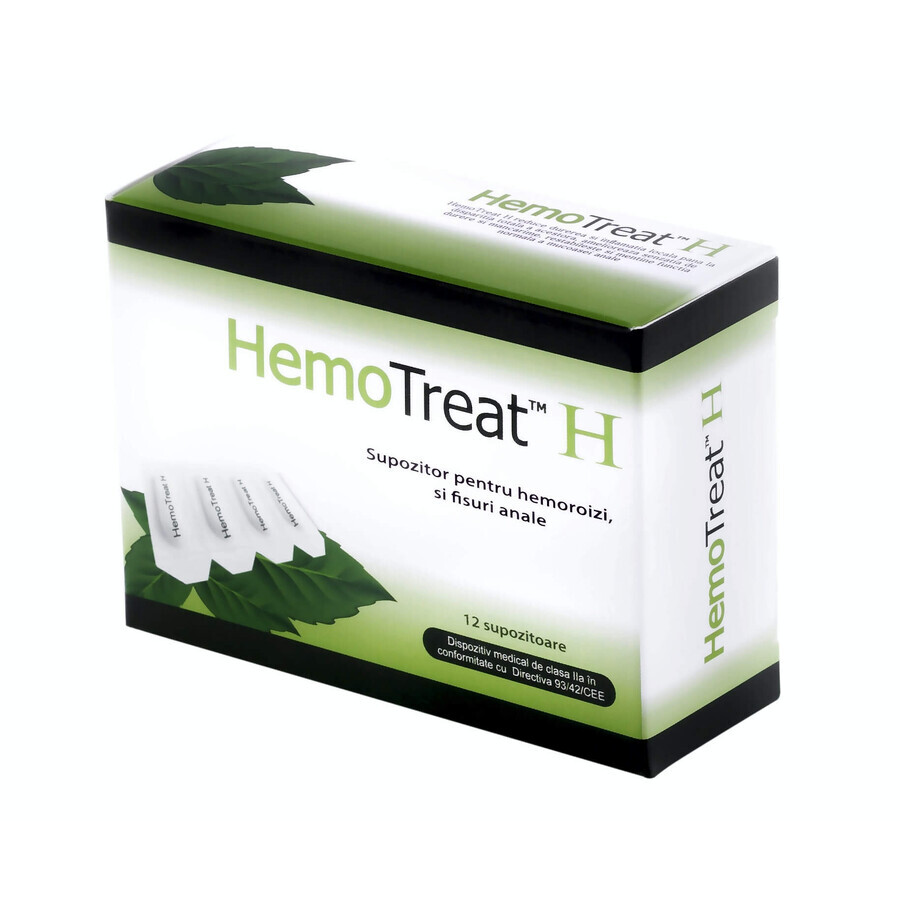 Supposte per emorroidi HemoTreat H, 12 pezzi, GlobalTreat