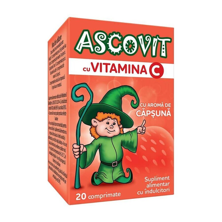 Ascovit con Vitamina C sabor fresa, 20 comprimidos, Omega Pharm