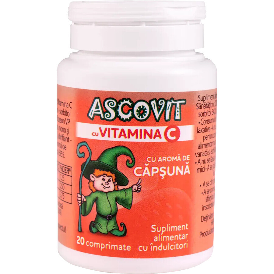 Ascovit con Vitamina C sabor fresa, 20 comprimidos, Omega Pharm