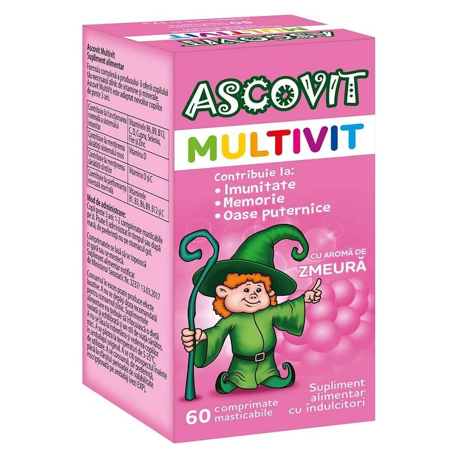 Ascovit Multivit, 60 comprimidos sabor frambuesa, Omega Pharma