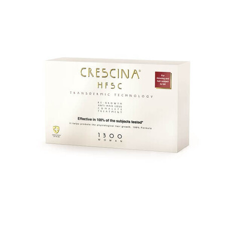 Tratamiento completo Crescina Transdemic HFSC 1300 MUJER, 10 + 10 HOJAS, Labo