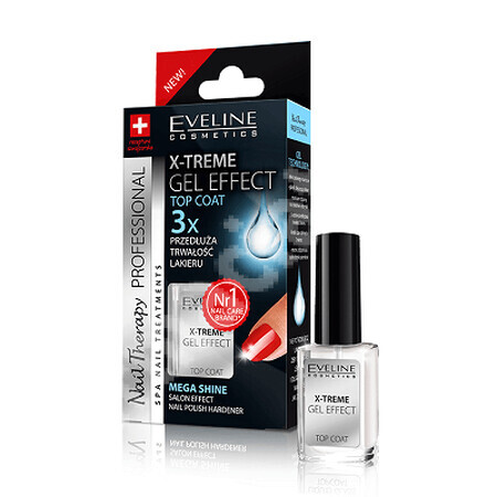 Top Coat X-treme Nail Therapy tratamiento efecto gel, 12 ml, Eveline Cosmetics