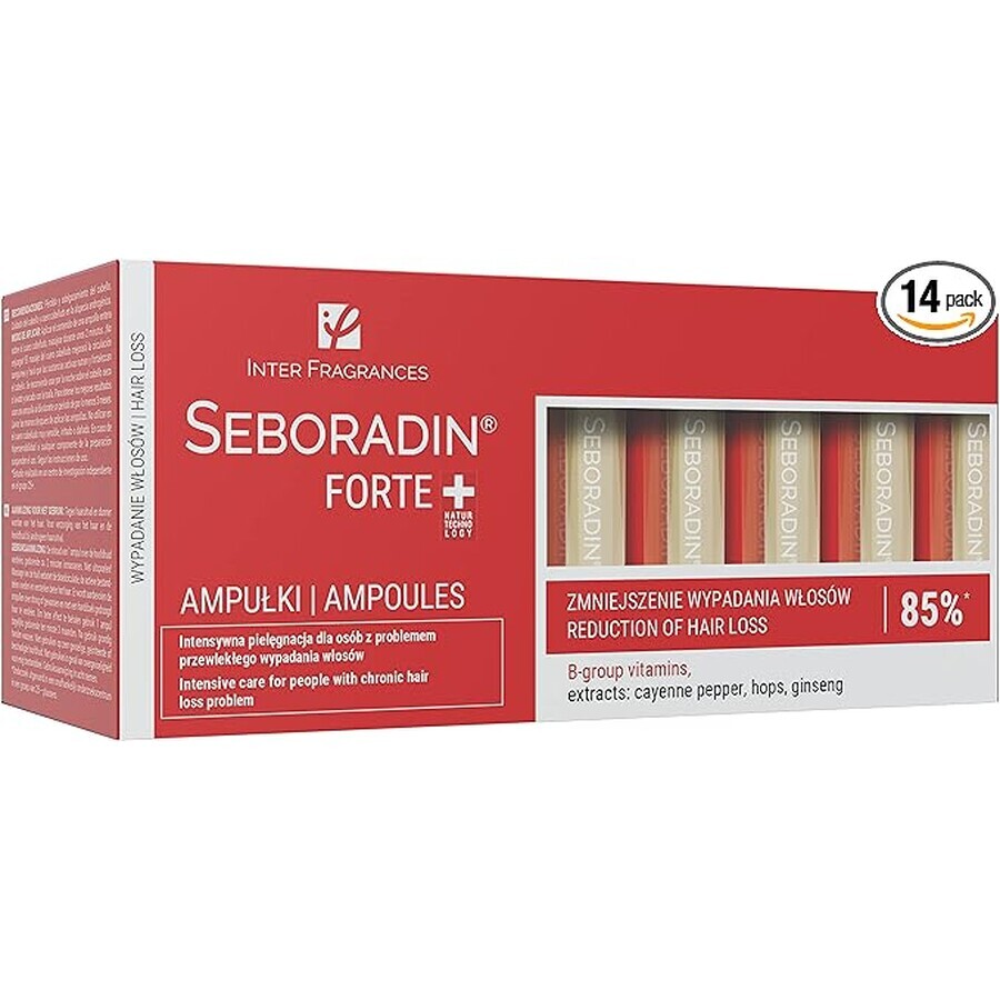 Tratamiento contra la caída del cabello Seboradin Forte, 14 ampollas x 5,5 ml, Lara