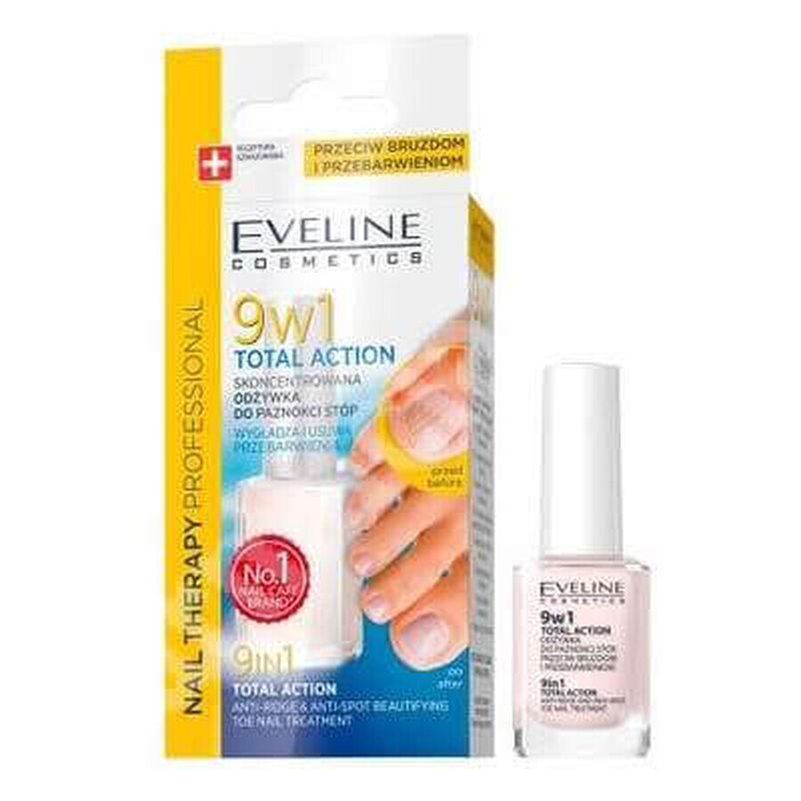 Total Action 9 en 1 Tratamiento para las uñas de los pies, 12 ml, Eveline Cosmetics