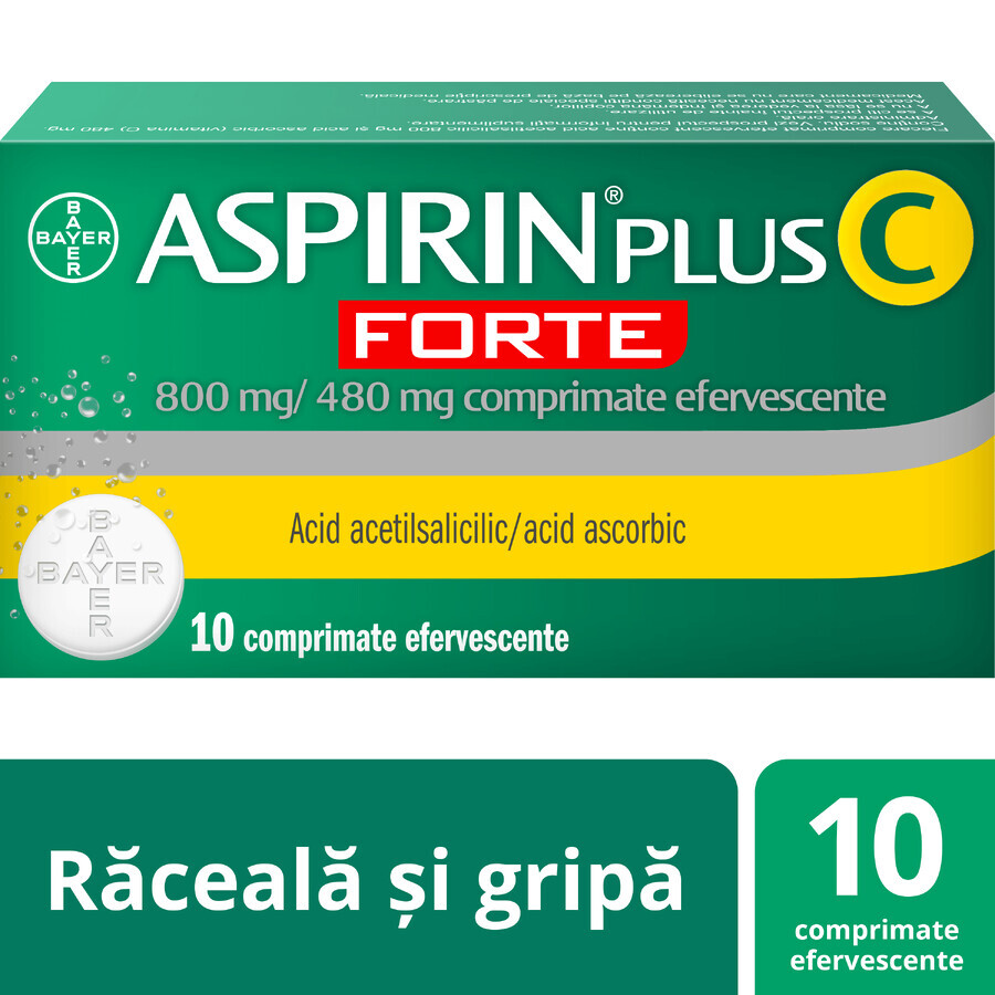 Aspirina Plus C Forte 800 mg/480 mg, 10 comprimidos efervescentes, Bayer