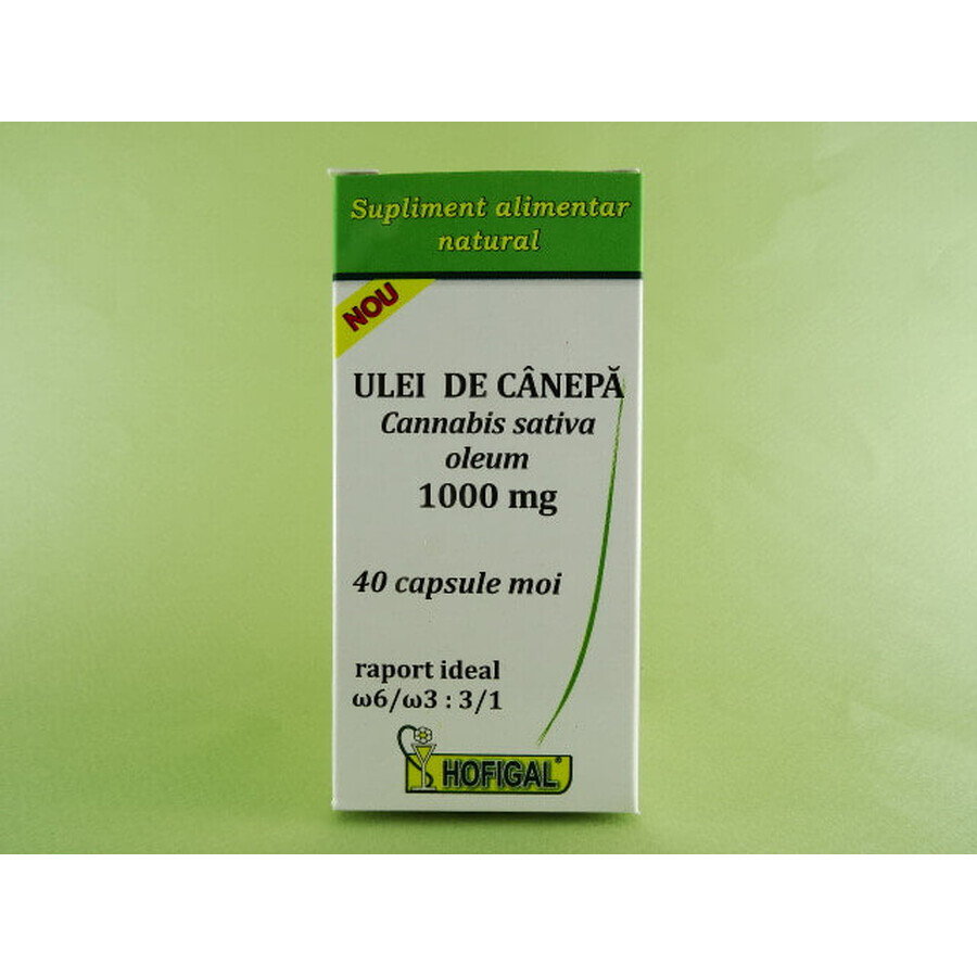 Aceite de cáñamo 1000mg, 40 cápsulas, Hofigal