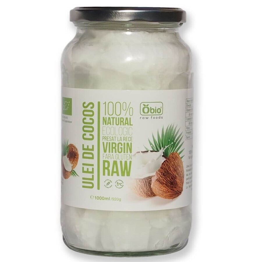 Ulei de cocos virgin presat la rece, 1000 g, Obio