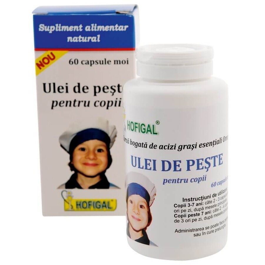 Aceite de pescado para niños, 60 cápsulas, Hofigal