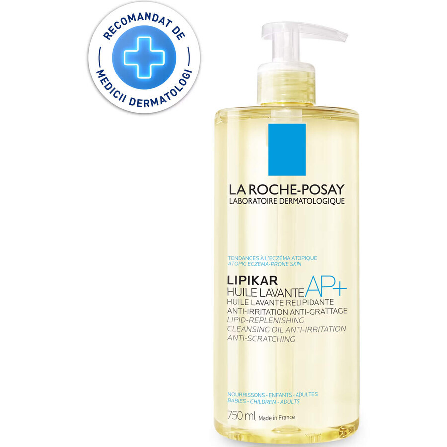 La Roche-Posay Lipikar AP+ aceite limpiador relipidizante para pieles atópicas secas, 750 ml