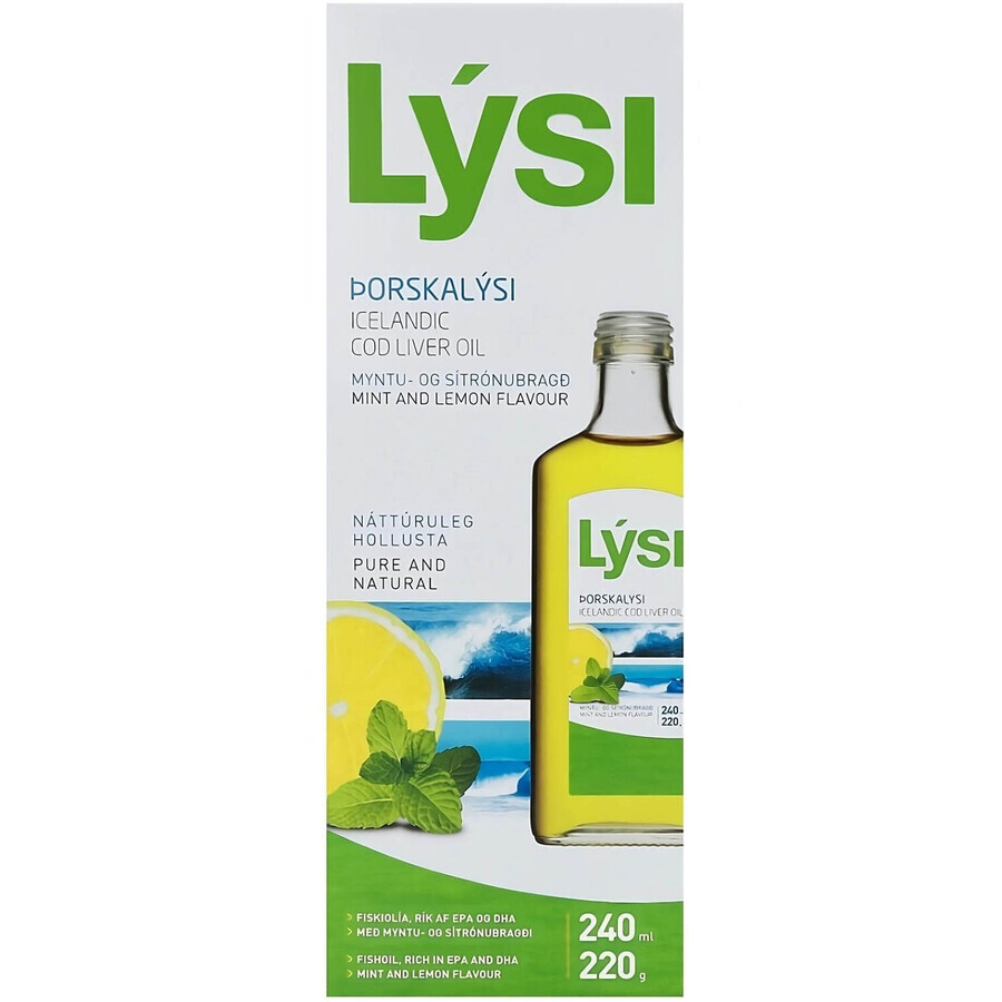 Cod liver oil with lemon flavour, 240 ml, Lysi