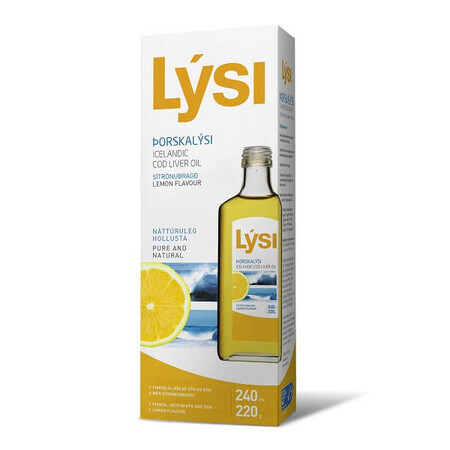 Aceite de hígado de bacalao con sabor a limón, 240 ml, Lysi